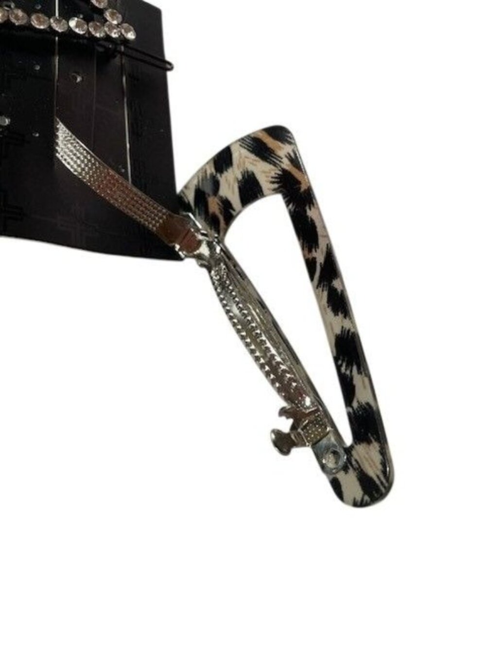 Hair clips Set of Two Rhinestone & Animal Print - Picture 2 of 3